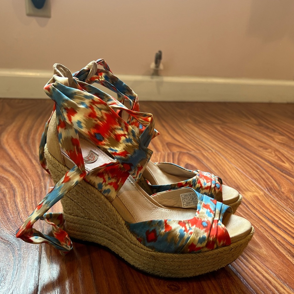 Ugg Lucianna Espadrille Ankle Strappy Wedge US 5